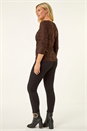 Chocolate Petite Ruched Side Jacquard Top, Image 3 of 5