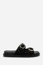Black Ceylon Diamante Stud Double Buckle Slide On Sandal, Image 2 of 6