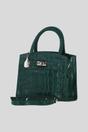 Green Genuine Leather Structured Handbag with Detachable Crossbody Strap, Image 2 of 4