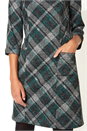 Green Check Print 3/4 Sleeve Shift Dress, Image 4 of 5