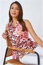 Pink Sleeveless Floral Print Blouse, Image 1 of 5