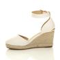 White AJVANI White Mid Wedge Heel Ankle Strap Espadrille Sandals, Image 3 of 6