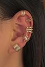Gold The Colourful Aura Gold 5‑Piece Adjustable Slim Leaf Wire‑Wrap Ear Cuff Set, Gold and Silver, Image 2 of 3