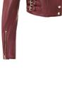 Burgundy Cropped Brando Leather Biker Jacket, Image 6 of 7