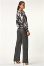 Gold Foil Floral Print Plisse Shirred Top, Image 4 of 5