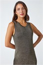 Gold Sleeveless Sparkle Knitted Midi Dress, Image 4 of 5