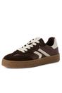 Brown Tamaris Womens Brown White Suede Sneaker, Image 3 of 7