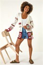Ivory Edge Crochet Detail Knit Cardigan, Image 1 of 7