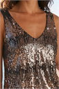 Taupe Sequin V-Neck Vest Top, Image 4 of 4