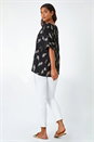 Black Metallic Floral Print Oversized T-Shirt, Image 3 of 5