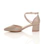 Rose Gold Mid Block Heel Crossed Straps Pointed Toe 2 Part Heels, Image 3 of 6