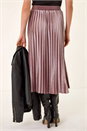 Rose Velvet Pleated Midi Skirt, Image 4 of 5
