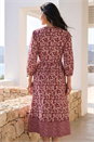 Coral Petite Border Print Midi Dress, Image 3 of 4