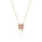 Gold Four Leaf Clover Sterling Silver Necklace - Pink, Image 1 of 3