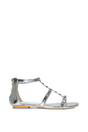 Silver 'Julia' T-Bar Gladiator Sandals With Studded Details, Image 1 of 6