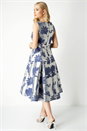 Silver Floral Jacquard Fit and Flare Dress, Image 2 of 5