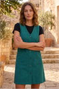Dark Green Petite Cord Pinafore Dress, Image 2 of 4