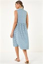 Blue Geometric Diamond Collared Swing Dress, Image 3 of 5