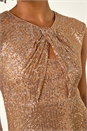 Gold Sequin Twist Front Stretch Dress, Image 6 of 6