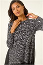 Black Spot Print Chiffon Hem Stretch Top, Image 4 of 5