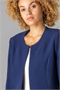 Navy  Textured Cropped Jacket, Image 4 of 4