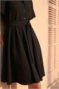 Black Belted Puff Sleeve Dress, Image 4 of 4
