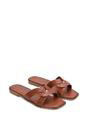 Brown 'Charley' Open Toe  Slip On Slider Sandals With Square Toe, Image 4 of 5