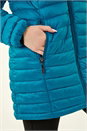 Teal Petite Quilted Longline Puffer Coat, Image 5 of 5