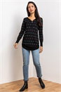 Black Bobble Knit Zip Detail V-Neck Jumper, Image 3 of 5