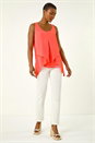 Coral Asymmetric Sleeveless Vest Top, Image 2 of 5