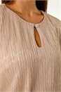 Light Pink Petite Crinkle Keyhole Shimmer Top, Image 5 of 5