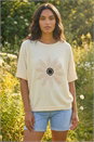 Beige Crochet Flower Knit Top, Image 2 of 4