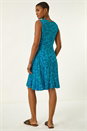 Blue Spot Print Wrap Dress, Image 3 of 5