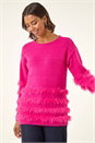 CERISE Fluffy Trim Knit Jumper, Image 1 of 5