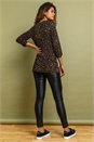 Black Animal Print 3/4 Sleeve Jersey Top, Image 2 of 5