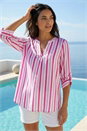 Pink Stripe Print Pleat Detail Top, Image 1 of 4