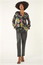 Black Metallic Floral Print Blouse , Image 2 of 5