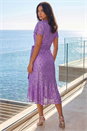 Purple Sequin Wrap Front Midi Dress, Image 1 of 4