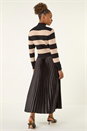 Black Stripe Knit Pleated Dress, Image 3 of 7