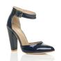 Navy Blue High Heel Ankle Strap Pointed Toe Court Shoes, Image 1 of 6