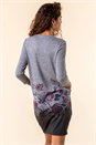 Grey Floral Border Print Slouch Dress, Image 2 of 4