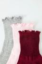 Multi Three Pack Cotton Ribbed Knit Socks with Lettuce Edge Detail, Image 2 of 3