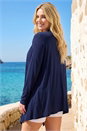 Navy  Curve Waterfall Front Jersey Cardigan, Image 2 of 4