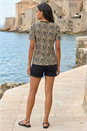 Natural  Textured Animal Print Stretch Tee, Image 3 of 4