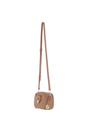 Camel Real Leather Compact Crossbody Bag with Adjustable Strap, Image 3 of 4
