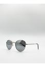Silver Classic Round Metal Frame Sunglasses, Image 2 of 6