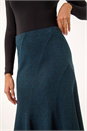 Teal Flared Textured Midi Stretch Skirt, Image 5 of 5