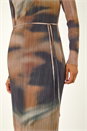 Rust Dusk Abstract Plisse Stretch Mesh Midi Dress, Image 5 of 7