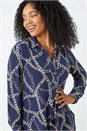 Navy Petite Chain Print Blouse, Image 1 of 5