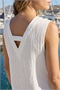 Ivory  V-Neck Button Detail Vest, Image 4 of 4